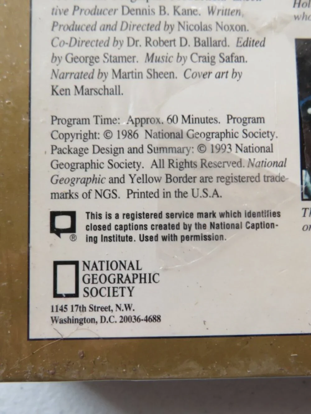 Secrets of the Titanic, Egypt: Quest for Eternity National Geographic Video VHS